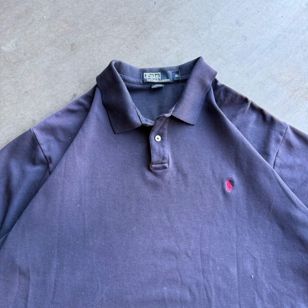 Polo Ralph Lauren Mens XL Navy Blue Short Sleeve Cotton Polo Shirt Red Pony Logo